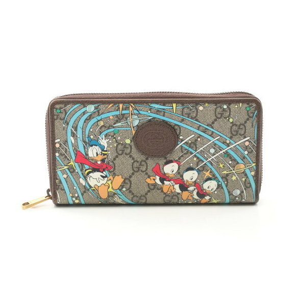 Gucci Disney Donald Duck GG Supreme Long Wallet Beige Multicolor - Picture 1 of 7
